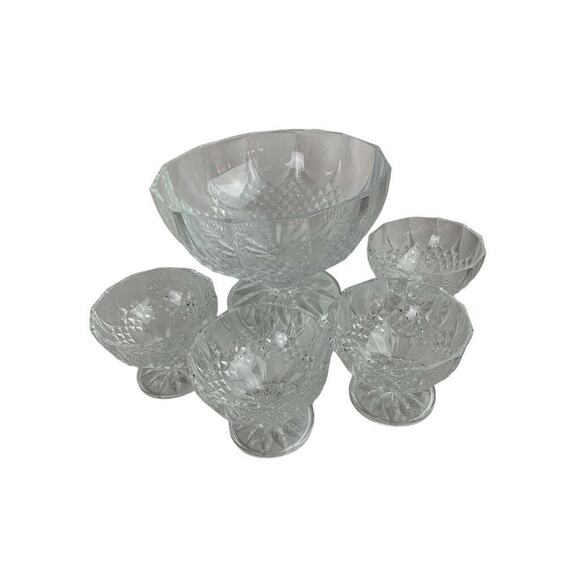 Vintage Crystal Compote Pedestal Serving Bowl and 4 Compote Dishes - Picture 1 of 10
